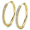 18k Gold Plated 25mm Hoop Earrings with Crystals for Women - 2 of 4