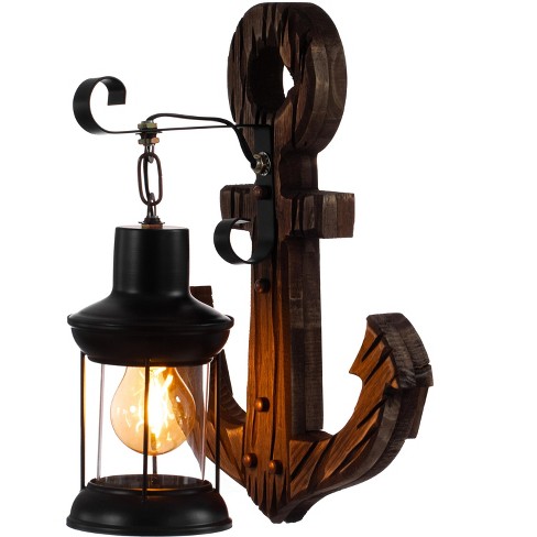 Quickway Imports Vintage Industrial Anchor Shape Wooden Wall Lamp, Nautical  Ship Wall Sconce Light Rustic Anchor-shaped Fixture, Coastal Boat Lighting  : Target