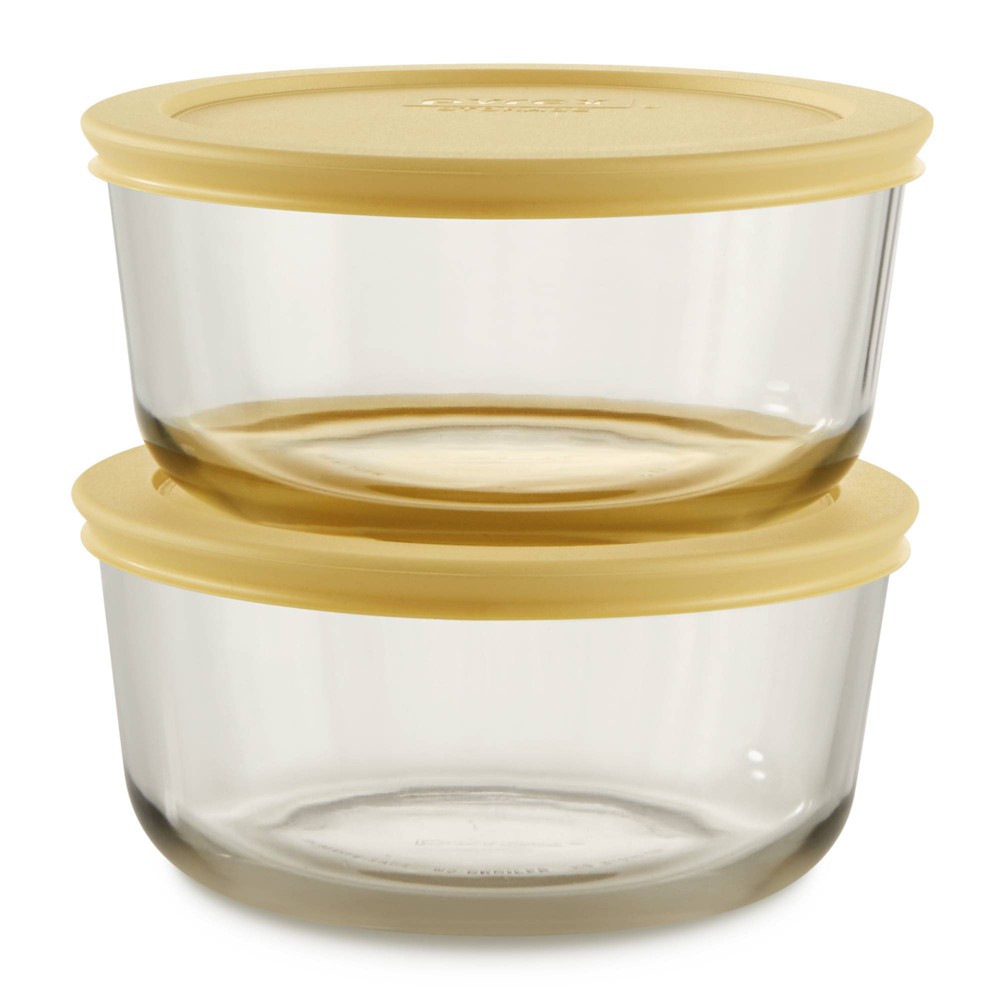 PyrexÂ® Simply StoreÂ® Tinted 4pc Lidded Round Storage Set Yellow