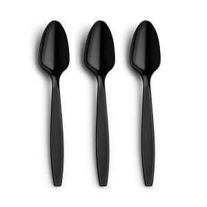 Smarty Had A Party Black Plastic Disposable Spoons (1000 Spoons) - 1 of 3