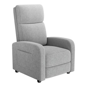Recliner Chair, Linen Fabric Manual Recliner with Side Pocket, High Backrest, Thick Cushion, Adjustable Push Back Recliner - 1 of 4