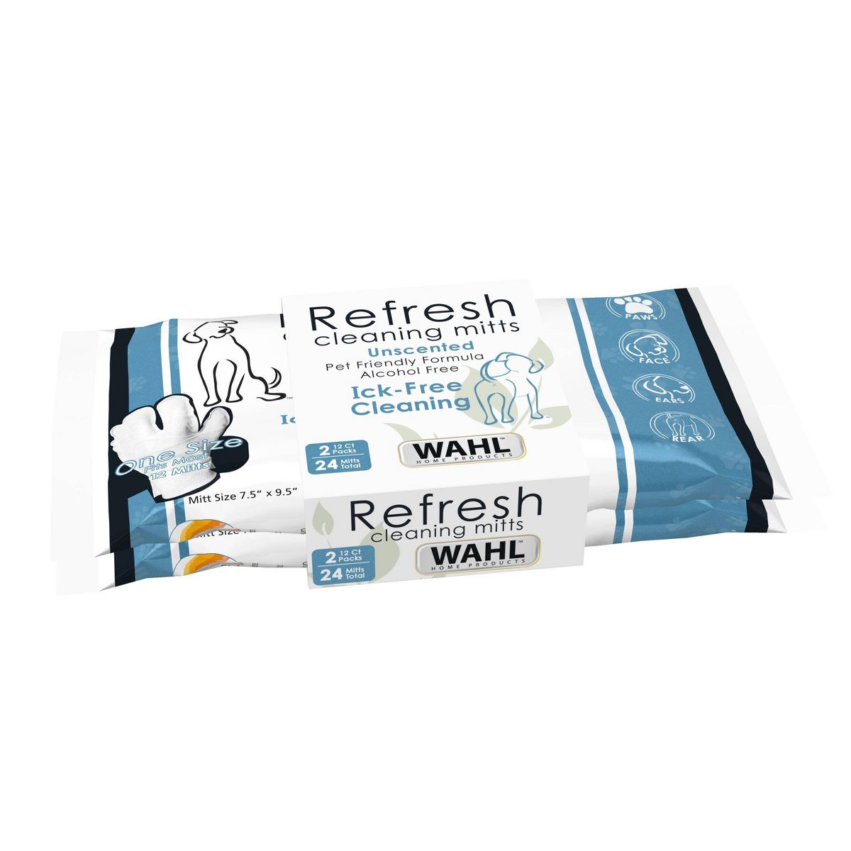 Wahl Refresh Cleaning Unscented Mitts Dog Wipes - 24ct/2pk - thumbnail 3