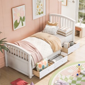 Twin Size Wood Platform Storage Bed with 6 Drawers-ModernLuxe - 1 of 4
