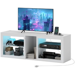 Aghana Digitals 55" TV Stand with RGB LED Lights, Power Outlets & USB Ports, Adjustable Shelves, - 1 of 4