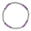 Chisel Stainless Steel Polished 4mm Purple Zebra Amethyst Beaded Stretch Bracelet - 3 of 4