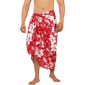HAPPY BAY Men's Pareo Wrap Beach Bath Swim Sarong One Size Floral Red - 1 of 4