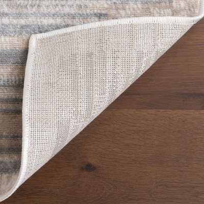Nidhi Gray Striped Synthetic 5' x 8' Area Rug