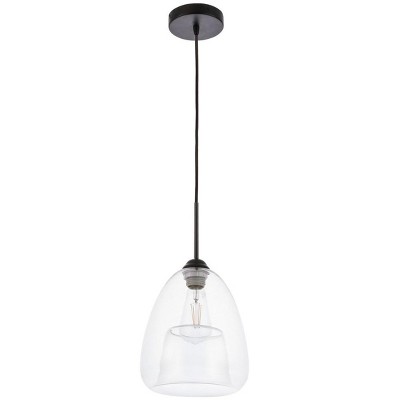 Kason Contemporary Black Finish Clear Glass Pendant Light
