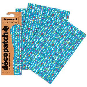 Decopatch Papers - Pack of 3 sheets - 11 3/4 x 15 3/4 - Candy Hearts - 1 of 4