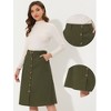 Allegra K Women's High Waist Solid Button Front A-Line Belted Corduroy Midi Skirt - 2 of 4