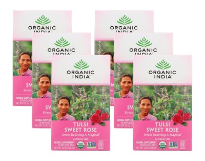 Organic India Tulsi Sweet Rose Tea - Case Of 6/18 Bags : Target