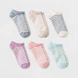 Women's 6pk Striped Low Cut Socks - A New Day™ Assorted Colors 4-10