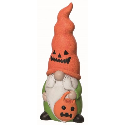 Transpac Ceramic Orange Halloween Jack-O-Lantern Hat Gnome