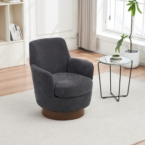 Swivel Barrel Chair with Gold Stainless Steel Base, High-Density Sponge Cushion and Easy Assembly - 1 of 4