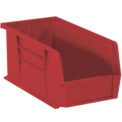 Box Partners Plastic Stack & Hang Bin Boxes 18" x 8 1/4" x 9" Red 6/Case BINP1889R