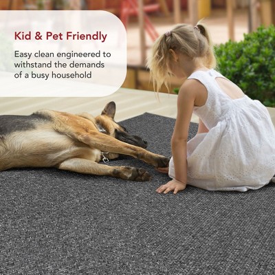 Charcoal Gray Round Braided Synthetic Indoor/Outdoor Rug