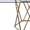 HomeRoots 63" Clear and Gold Glass and Metal Geo Pedestal Base Dining Table - 4 of 4