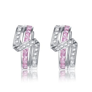 Guili Sterling Silver Stud Earrings with Colored and White Cubic Zirconia, a Playful Yet Elegant Design for a Soft and Feminine Statement Look - 1 of 3