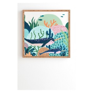 Ambers Textiles Narwhal Family Framed Wall Art Green - society6 - 1 of 4