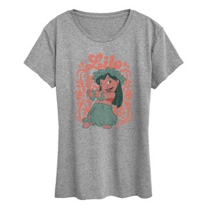 Women's - Disney - Lilo Floral Frame Short Sleeve Graphic T-Shirt - 1 of 4