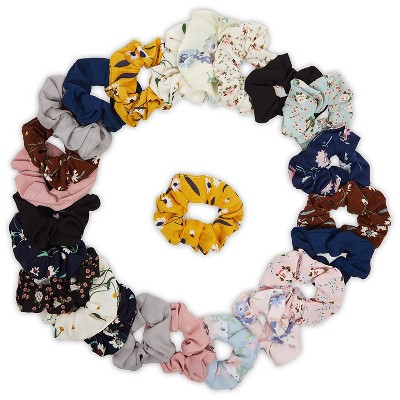 Glamlily 24 Pack Flower Hair Scrunchies for Women & Girls, Hair Ties Bands, Cute Styling Accessories