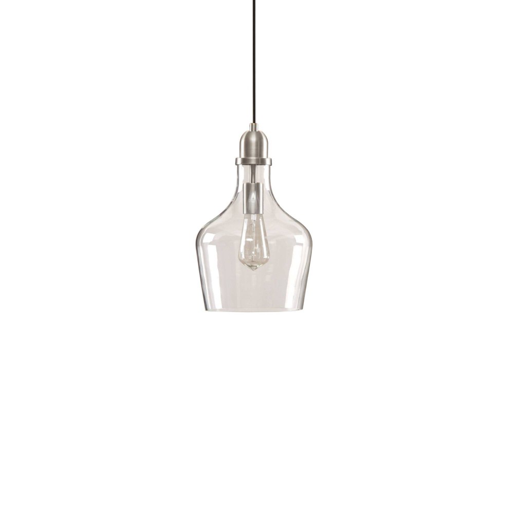 Photos - Chandelier / Lamp Auburn Pendant Silver: Ink+Ivy Industrial Bell-Shaped Glass Ceiling Fixtur