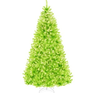 Best Choice Products Pre-Lit Lime Green Christmas Tree, Artificial Full Holiday Decoration w/ Incandescent Lights - 1 of 4