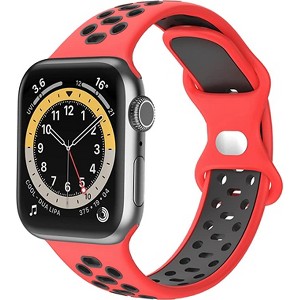 Worryfree Gadgets Silicone Band for Apple Watch 42mm 44mm 45mm 49mm Breathable Sports band iWatch Series 8 7 6 SE 5 4 3 2 1 for Men Women, Black/Gray - 1 of 4