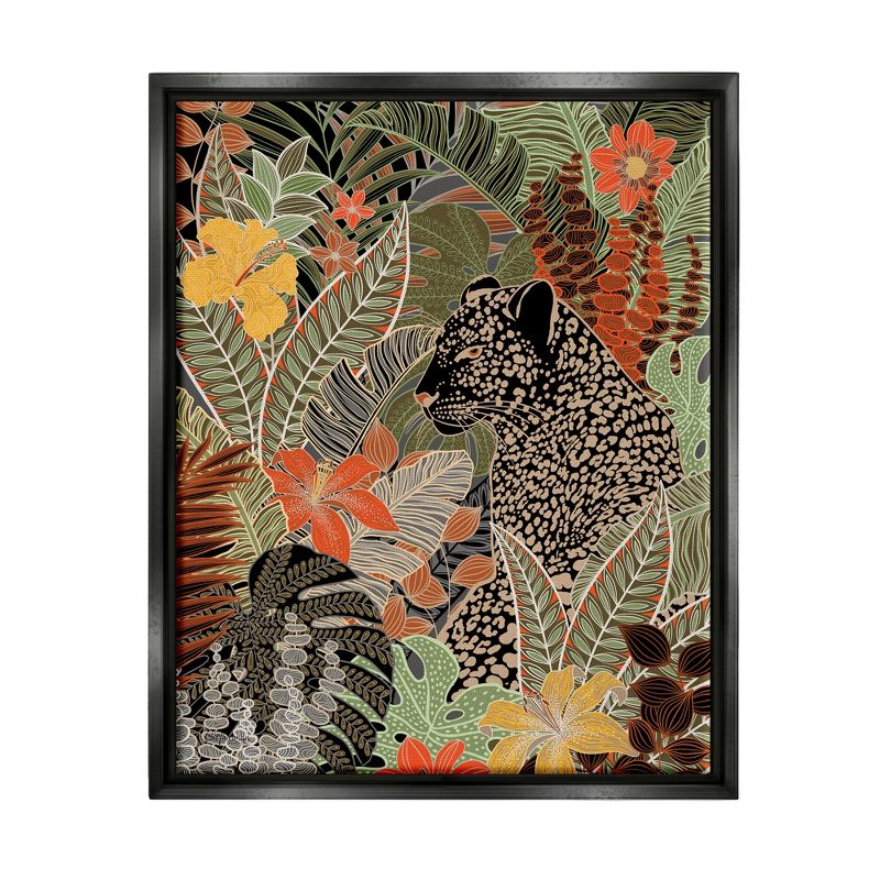Stupell Industries Leopard in Jungle Pattern Framed Floater Canvas Wall Art, 1 of 7
