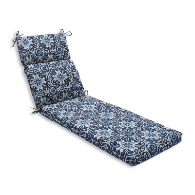 Pillow Perfect Woodblock Prism Outdoor Chaise Lounge Cushion Blue