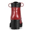 BLISSFUL STEP Women's Round Toe Chunky Heel Lug Sole Lace Up Zipper Combat Boots - 3 of 4