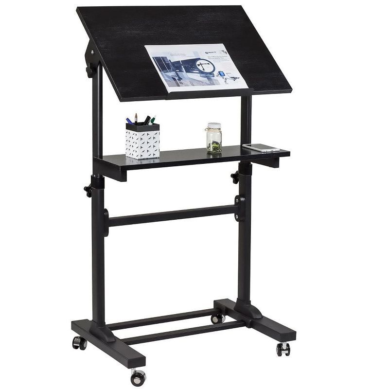 Mount-It! Mobile Stand Up Desk | Portable Podium and Presentation Lectern Height-Adjustable Multi-Purpose Standing Workstation | Black, 1 of 12