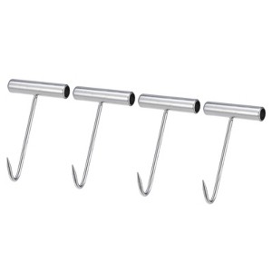 Unique Bargains Stainless Steel T-Handle Kitchen Butcher Shop Meat Boning Hook 4 Pcs - 1 of 3