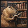 Kate & Laurel All Things Decor 30"x30" Sylvie Traditional Capybara Reading Library Framed Canvas by The Creative Bunch Studio Black - 2 of 4