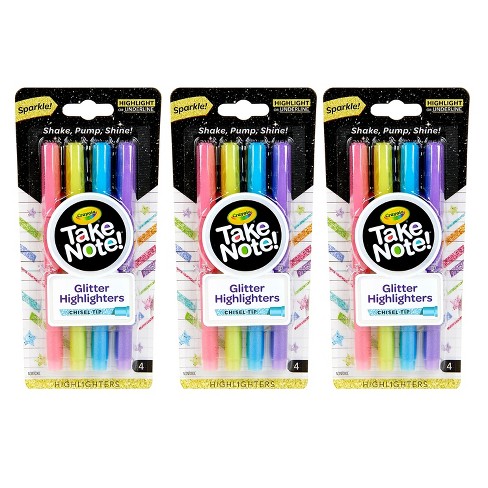 Crayola Take Note! Highlighters Chisel 4 Colors Per Pack 3 Packs (bin586636-3) :