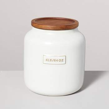 64oz Dry Goods Stoneware Canister with Wood Lid Cream/Brown - Hearth & Hand™ with Magnolia