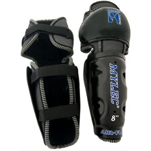 Mylec MK3 Air-Flo Roller & Street Hockey Shin Pad, Lightweight Breathable Waffle Padding, Hard Front Shell, Velcro Strap – 1 Pair, Black, 8" X-Small - 1 of 1