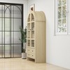 70" Tall Arched Kitchen Pantry Cabinet with Adjustable Shelves, Drawers & Acrylic Doors, Anti-Tip Modern Farmhouse Storage for Living Room - 3 of 4