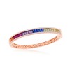 Bella Silver Sterling Silver Rainbow Baguette CZ Bangle - Rose Gold Plated - Multi - 2 of 4