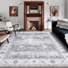 Washable Vintage Floral Distressed Rug Non Slip Low Pile Rug Oriental Throw Floor Cover Foldable Indoor Carpet for Living Room Bedroom Playroom - 2 of 4