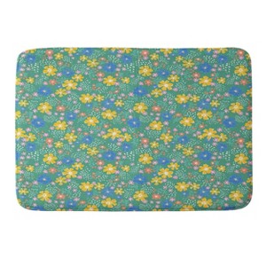 Schatzi Macy Floral Kelly Green Memory Foam Bath Rug Brown/Green - Deny Designs - 1 of 4