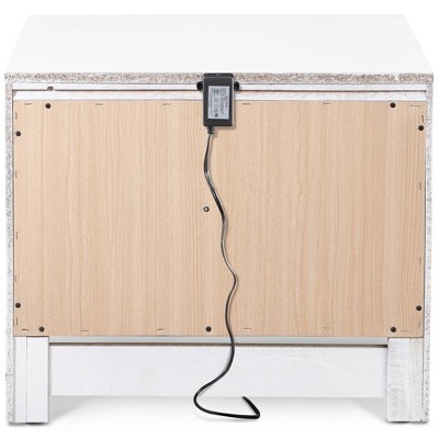 White Wood 1-Drawer Nightstand with USB Charging Port