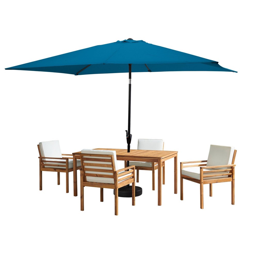 Photos - Dining Table Alaterre Furniture 6pc Outdoor Patio Dining Set, Okemo Table with 10' Rectangular Umbrella Turquoise