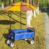 FURNIinspire Wheelbarrows And Lawn Carts All-Purpose Folding Cart, Lawn Cart Wagon Firewood Cart For Garden Work, Beach, Black And Blue, 37“*20"*45" - 4 of 4