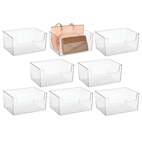 Mdesign Linus Closet Plastic Storage Organizer Bin With Open Dip Front, 8  Pack, Clear - 12 X 16 X 8 : Target