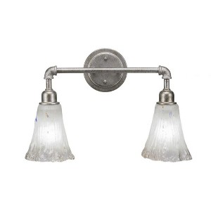 Toltec Lighting Vintage 2 - Light Vanity in  Aged Silver with 5.5" Fluted Frosted Crystal Shade - 1 of 1