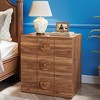 ORRD 3-Drawer Nightstand, Natural Wood Bedside Table with Storage, Modern End Table for Bedroom - 4 of 4