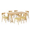 GDFStudio Isador Mid Century Modern 7 Piece Fabric Upholstered Rubberwood Dining Set - 2 of 4