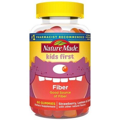 Nature Made Kids First Fiber Gummies - Strawberry, Lemon & Orange - 60ct