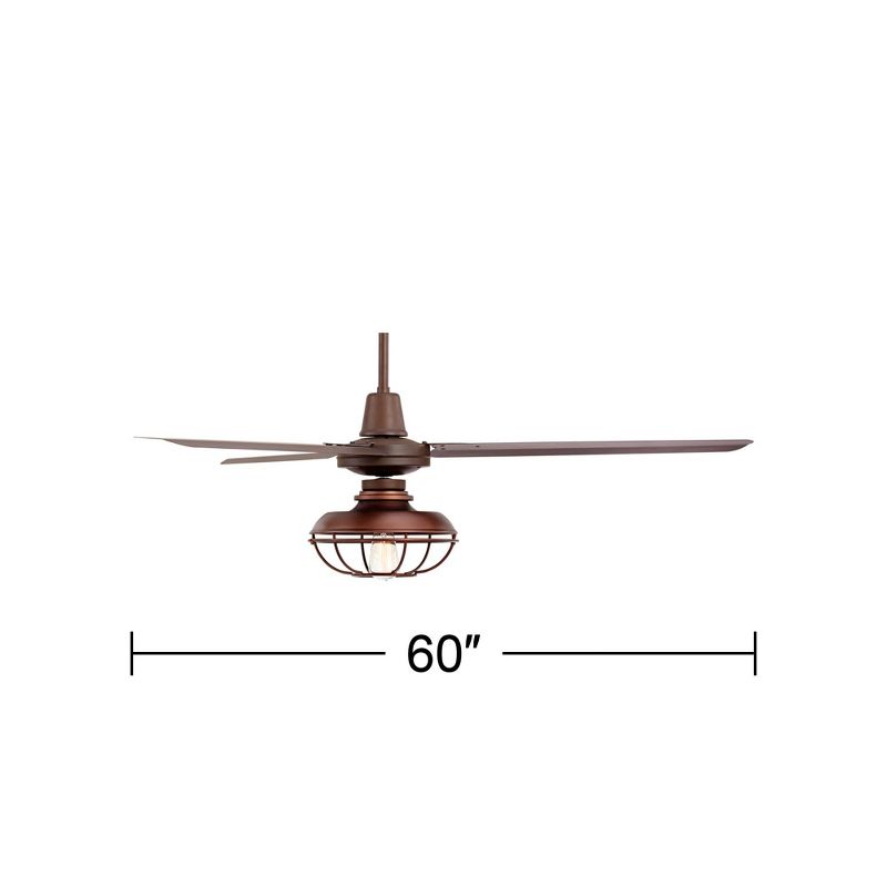 60" Casa Vieja Turbina DC Industrial Indoor Outdoor Ceiling Fan with LED Light Remote Control Oil Rubbed Bronze Cage Damp Rated for Patio Exterior, 4 of 10